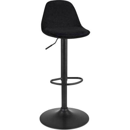 Alterego | FINLEY höhenverstellbarer Hocker | Schwarzer Samt | 45x45x107 cm