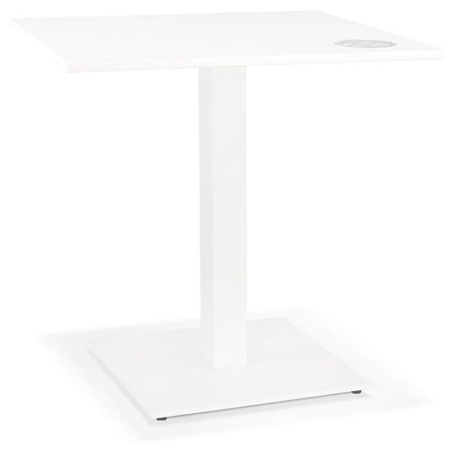Alterego | Kleiner quadratischer 'MUFFIN' Esstisch weiß innen/außen | Weißes HPL-Multiplex | 68x68x74,6 cm