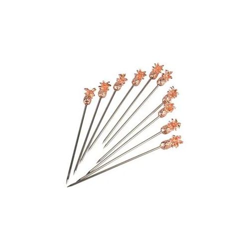 Cocktailspieße Ananas, Metall kupferfarben - 11,6cm (10 Stk.)