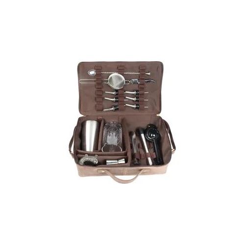 Bartasche aus Leder, braun, Prime Bar - mit Barzubehör (Basic)