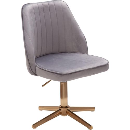 Schreibtischstuhl Grau Samt Design Drehstuhl mit Lehne, Schalenstuhl 120 kg Höhenverstellbar, Arbeitsstuhl ohne Rollen, Stuhl Schreibtisch Home-Office Drehbar