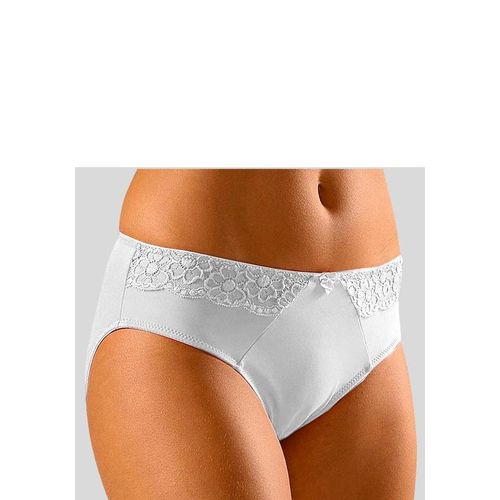 Slip LASCANA, Damen, Gr. 56/58, weiß, Microtouch, Spitze, Obermaterial: 85% Polyamid, 15% Elasthan, figurbetont, Unterhosen, mit seitlichen Spitzeneinsätzen