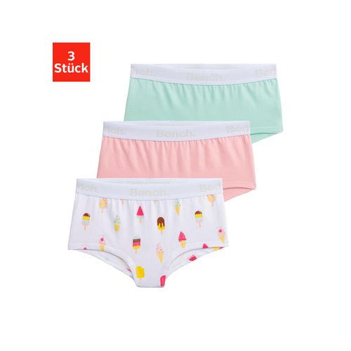 Panty BENCH., Kinder, Gr. 158/164, bunt (rose, mint, bedruckt), Jersey, Obermaterial: 92% Baumwolle, 8% Elasthan, unifarben, bedruckt, körpernah, Unterhosen, cool bedruckt und unifarben in einer Packung