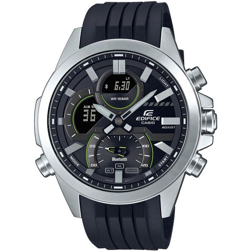 Smartwatch CASIO EDIFICE, schwarz (schwarz, silberfarben), Smartwatches, Armbanduhr, Herrenuhr, Bluetooth, Stoppfunktion, Weltzeit, digital