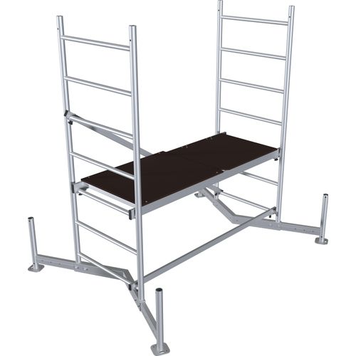 Arbeitsgerüst KRAUSE "ClimTec System", grau (aluminiumfarben), B:145cm H:195cm L:195cm, Aluminium, Gerüste, Alu-Grundgerüst, aufstockbar, Arbeitshöhe: 3 Meter