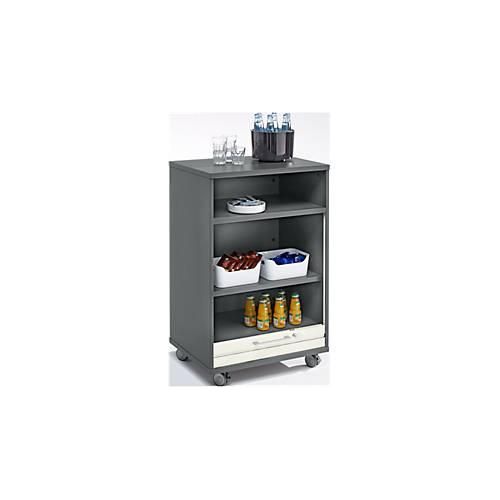 Mobiler Catering-Schrank mit Rolladen, B 650 x T 500 x H 1000 mm, graphit/weiß
