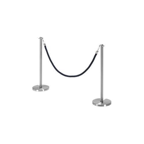 Sparset Absperrpfosten inkl. Robe, Ø 280 x H 850 mm, Edelstahl, 2 Stück + Robe mit L 1,50 m, blau