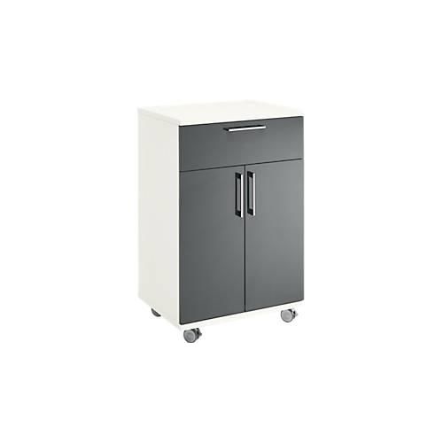 Mobiler Catering-Schrank mit Flügeltüren, B 650 x T 500 x H 1000 mm, weiß/graphit