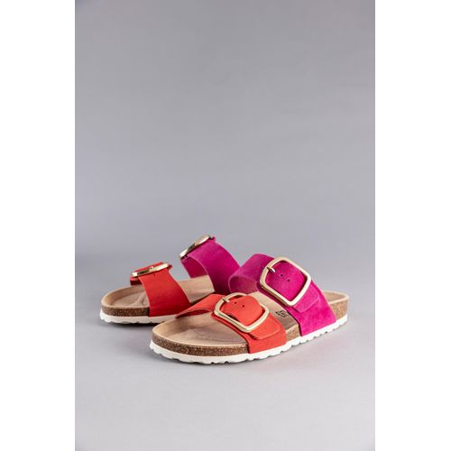 Pantolette ANISTON SHOES, Damen, Gr. 40, bunt (orangerot, fuchsia), Veloursleder, casual, Schuhe, Sommerschuh, Strandschuh, Hausschuh - NEUE KOLLEKTION