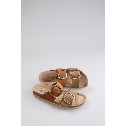 Pantolette ANISTON SHOES, Damen, Gr. 36, grau (taupe, braun), Veloursleder, casual, Schuhe, Sommerschuh, Strandschuh, Hausschuh - NEUE KOLLEKTION