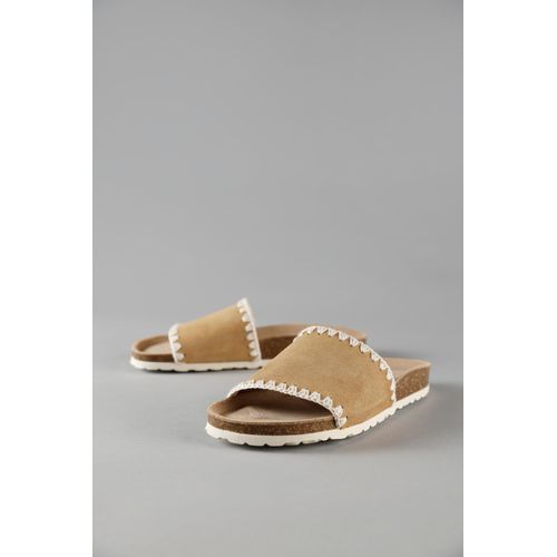 Pantolette ANISTON SHOES, Damen, Gr. 36, beige (sandfarben), Veloursleder, klassisch, Schuhe, Sommerschuh, Strandschuh, Fußbett - NEUE KOLLEKTION