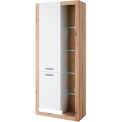 INOSIGN Vitrine »Brixen, Vitrinenschrank in Eiche Dekor, moderne Standvitrine«, Metallgriffe, ausreichend Stauraum, vielseitig einsetzbar, 80 cm breit