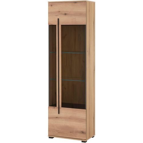 INOSIGN Vitrine »Cantara, Vitrinenschrank in Eiche Evoke oder weiss, Standvitrine«, schwarzer Stangengriff, ausreichend Stauraum, vielseitig einsetzbar