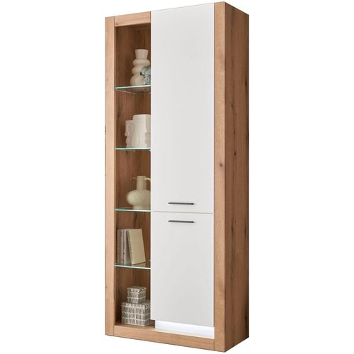 INOSIGN Vitrine »Brixen, Vitrinenschrank in Eiche Dekor, moderne Standvitrine«, Metallgriffe, ausreichend Stauraum, vielseitig einsetzbar, 80 cm breit