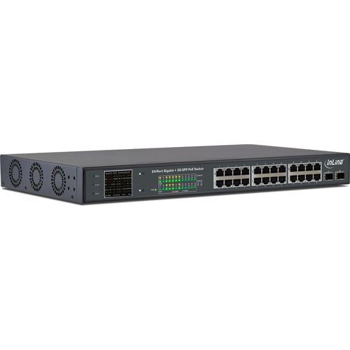 InLine® PoE+ Gigabit Netzwerk Switch 24 Port, 1GBit/s, 2xSFP, 19