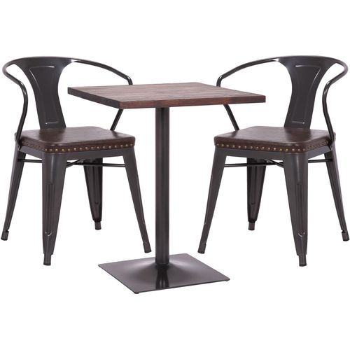 Set Bistrotisch 2x Esszimmerstuhl MCW-H10d, Stuhl Tisch Küchenstuhl Gastronomie MVG schwarz-braun, Tisch dunkelbraun