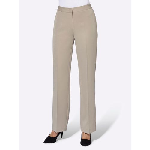 Bügelfaltenhose LADY, Damen, Gr. 20, Kurzgrößen, beige (sesam), 64% Polyester, 34% Viskose, 2% Elasthan, unifarben, lang, Hosen