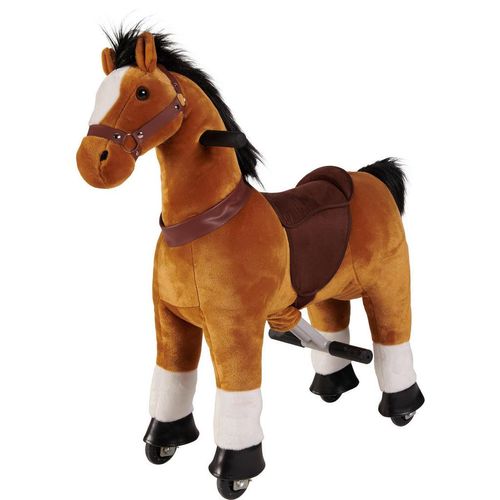 My Baby Lou Schaukeltier Galopp Pferd Groß , Braun , Metall, Textil , 35x100x92 cm , unisex , AZO-frei, Bsci, EN 71 , Fußstützen, Haltegriffe ,