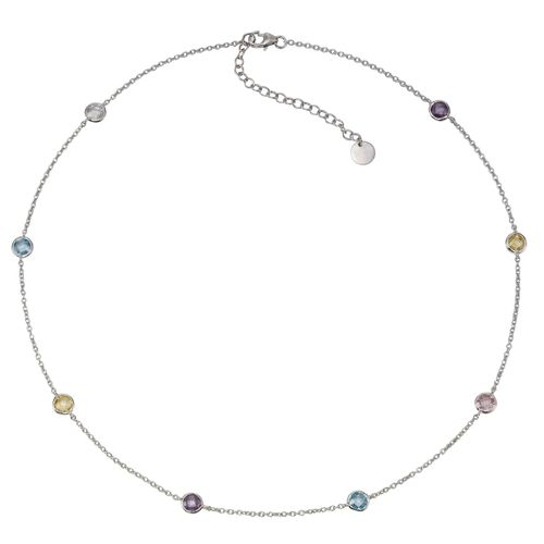 Zeeme Silber Halskette 925 Silber rhodiniert mit Zirkonia bunt