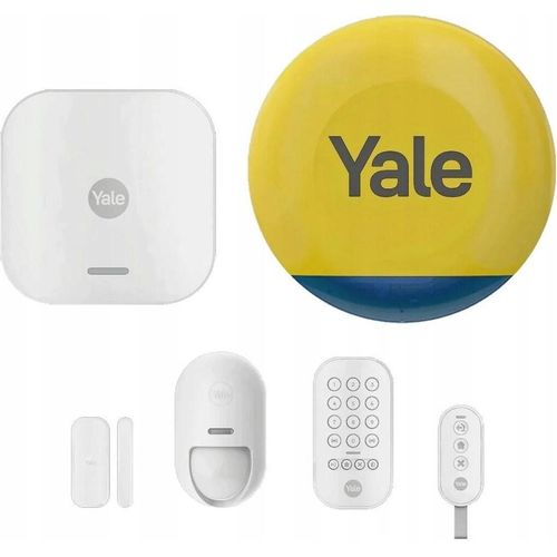 Yale Starterkit intelligente Alarmanlage mit 6 Elementen - Steuergerät, Sirene, Tastatur, Fernbedienung, Bewegungsmelder, Fenster-/Türmelder