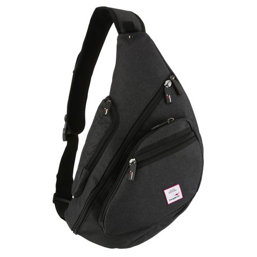 Umhängetasche KANGAROOS, Damen, Gr. B/H/T: 54cm x 29cm x 17cm, schwarz, Kunstfaser, Taschen, mit Kopfhörerausgang am Schultergurt