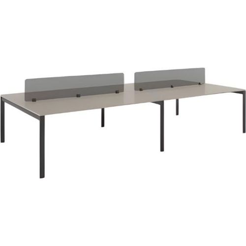 Moderner Bürotisch grau schwarz deluxe Bürotisch Trennwand Schreibtisch