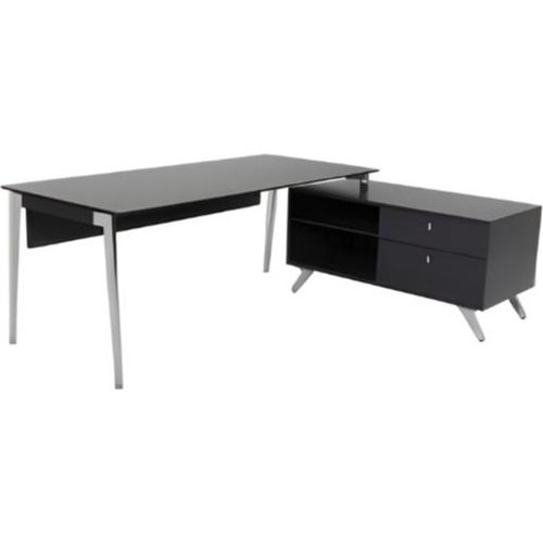 Stilvolles Büro Eckschreibtisch grau Luxus Büro Holzmöbel Arbeitsplatz