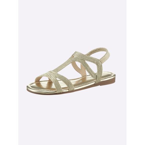 Sandale HEINE, Damen, Gr. 42, gold (goldfarben), Textil, modisch, Schuhe