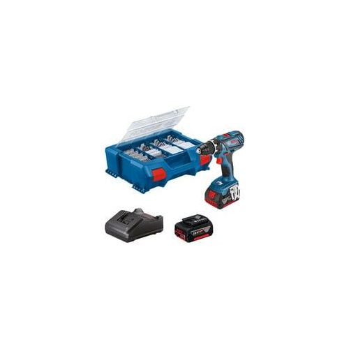 Akku-Bohrschrauber GSR 18V-28 Professional, 18Volt blau/schwarz, 2x Li-Ionen Akku 3,0Ah, 82-teiliges Zubehör-Set