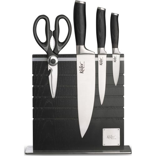 Magnet-Messerblock KÄFER, schwarz, B:26cm H:24cm, Messerblöcke, Messerblock, inkl. 3 Messer, 1 Schere, Griffe aus Pakkaholz, für bis zu 8 Messer