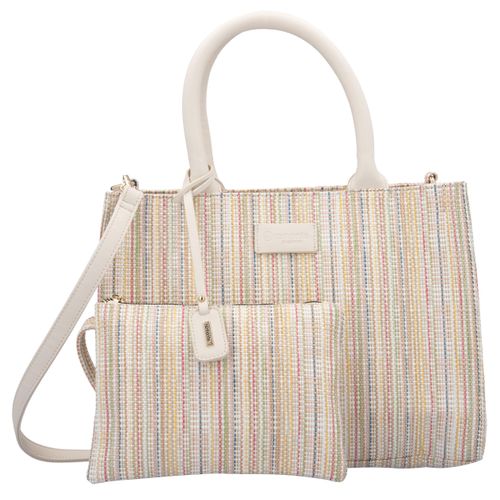 Shopper REMONTE, Damen, Gr. B/H/T: 36cm x 27cm x 11cm, hellbeige multicolor, Textil, gemustert, Taschen, Damen-Henkeltasche, Umhängetasche mit herausnehmbarem Innentäschchen