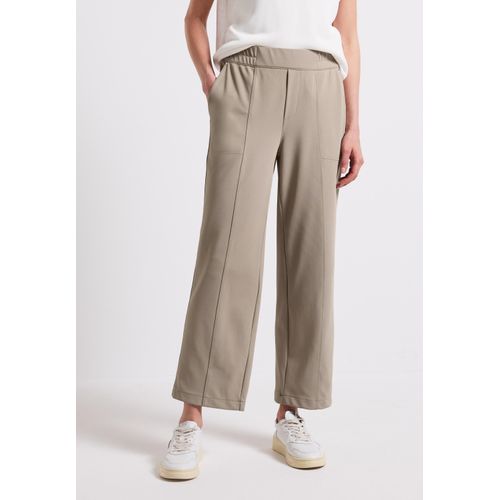 Stoffhose STREET ONE, Damen, Gr. 36, Länge 28, buff grau, Stoff, 95% Polyamid, 5% Elasthan, unifarben, casual, comfort fit knöchelfrei, Hosen, High Waist