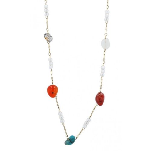 Kette mit Anhänger ADELIA´S, gold, perle, Halsketten, Damen, unbekannt, Edelstahl