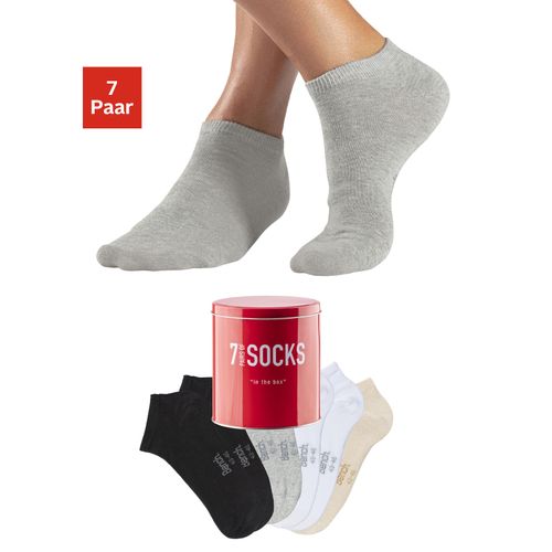 Sneakersocken BENCH., Herren, Gr. 39-42, 2x hell grau meliert, 2x weiß, 2x schwarz, 1x beige, Baumwollmischung, unifarben, elastisch, Socken, verpackt in der Dose