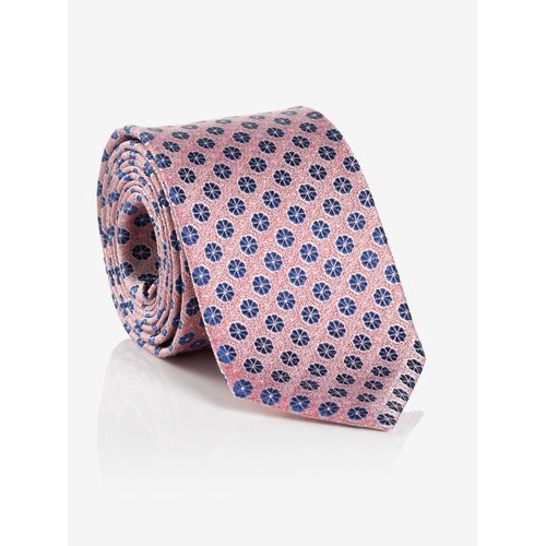 Krawatte MONTI, Damen, rot zitrus, Seide, gemustert, casual,klassisch, Krawatten, aus reiner Seide, mit blauen Ornamenten, 6,5 cm breit