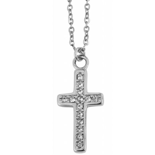 Kette mit Anhänger ADELIA´S, weiß, kreuz, Halsketten, Damen, unbekannt, Edelstahl