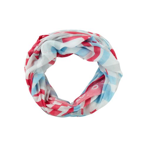 Loop LAURA SCOTT, Damen, blau, weiß, grau, beere, Obermaterial: 100% Polyester, gestreift, bedruckt, leicht transparent, leicht durchscheinend, casual, Modetücher, im maritimen Look mit Streifen & Schrift - NEW