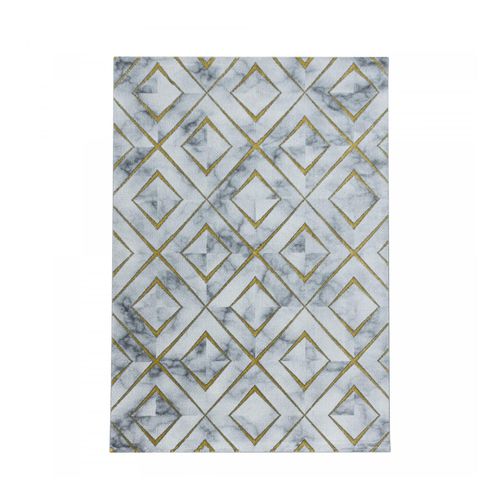 Modern Designer Teppich, Kurzflor Rauten, Marmor Optik, Rechteckig, Pflegeleicht