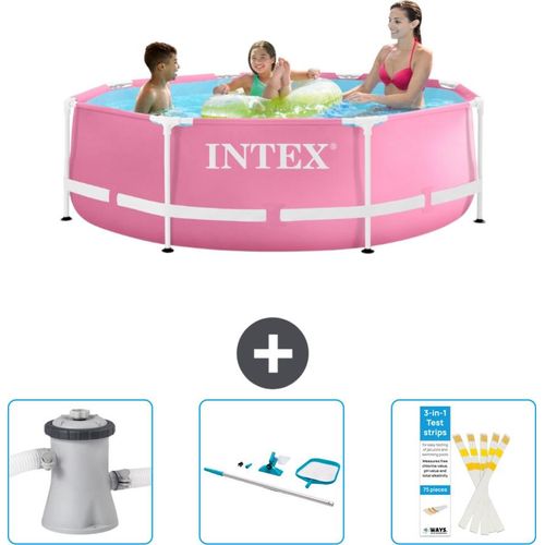 Intex-Schwimmbecken mit rundem Rahmen – 244 x 76 cm – Rosa – im Lieferumfang enthalten Filterpumpe für Schwimmbad - Reinigungskit - Teststreifen