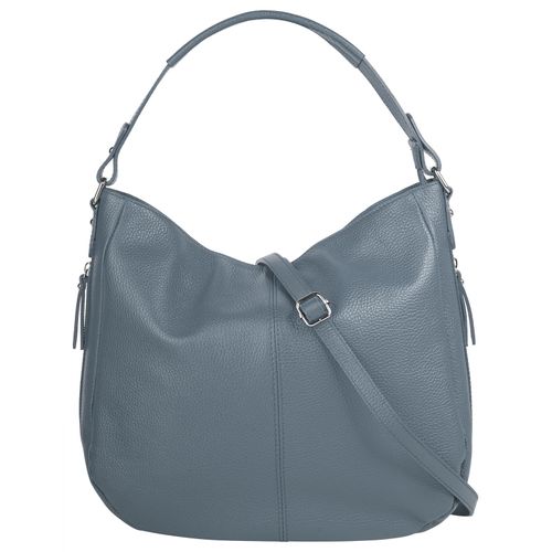 Shopper CLUTY, Damen, Gr. B/H/T: 34cm x 31cm x 9cm onesize, blau, Leder, leicht glänzend, unifarben, Taschen, echt Leder, Made in Italy