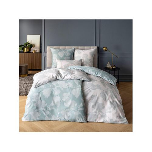 Bettwäsche IRISETTE Gr. 1, grün (salbei, gemustert), B/L: 135cm x 200cm, , Mako-Satin, B/L: 80cm x 80cm, Mako-Satin, 100% Baumwolle, Bettwäsche