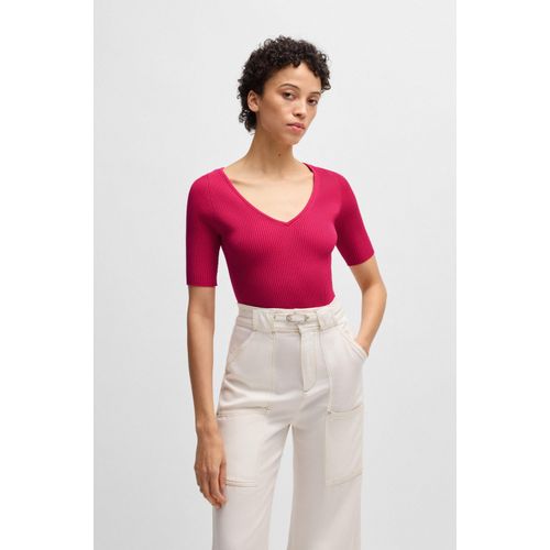 BOSS ORANGE Strickpullover »Faradisco Premium Damenmode«, mit BOSS Metallcharm