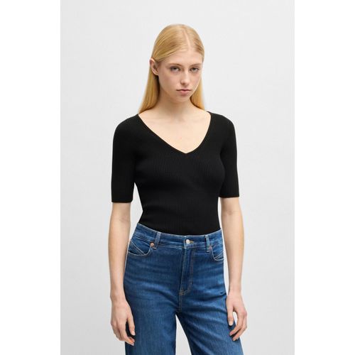 BOSS ORANGE Strickpullover »Faradisco Premium Damenmode«, mit BOSS Metallcharm