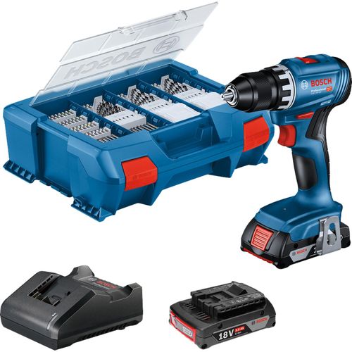 Akku-Bohrschrauber GSR 18V-45 | 18 Volt 2x Aku 2,0Ah 82tlg. Zubehör-Set in L-Case