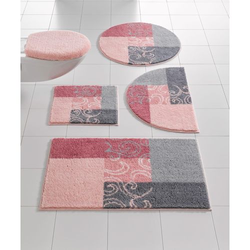 Badematte GRUND Gr. 2, grau (grau, rosé), rechteckig (50cm x 90cm),, Badematten