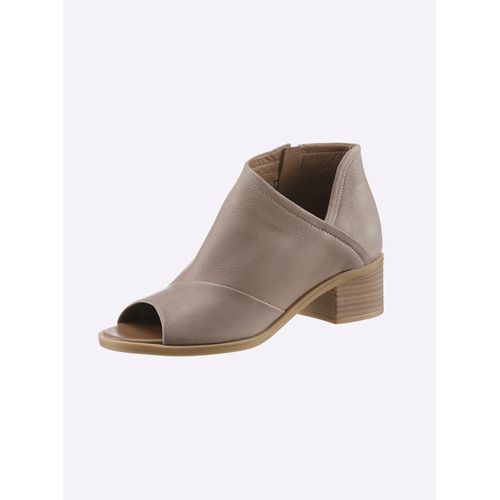 Sandalette, Damen, Gr. 41, grau (taupe), Leder, Glattleder, modisch, Schuhe Sommerboots Schaftsandale Ankleboots