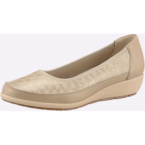 Ballerina CLASSIC, Damen, Gr. 37, beige (beige, gemustert), Glattleder, Veloursleder, Basic, Schuhe
