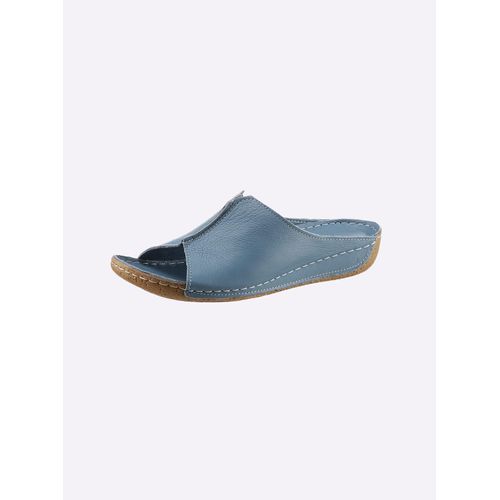 Pantolette ANDREA CONTI, Damen, Gr. 36, blau (jeansblau), Glattleder, modisch, Schuhe