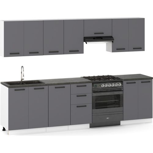 Küchenzeile Küchenblock moderne Küchenmöbel-Set Möbelsets 280 cm Graphit