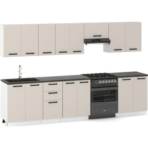 Küchenzeile Küchenblock moderne Küchenmöbel-Set Möbelsets 320 cm Kaschmir